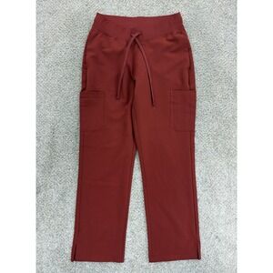 Mandala‎ Scrubs Cargo Pants Women's Size XS Red Sangria Equa-Tek Split Hem NWOT